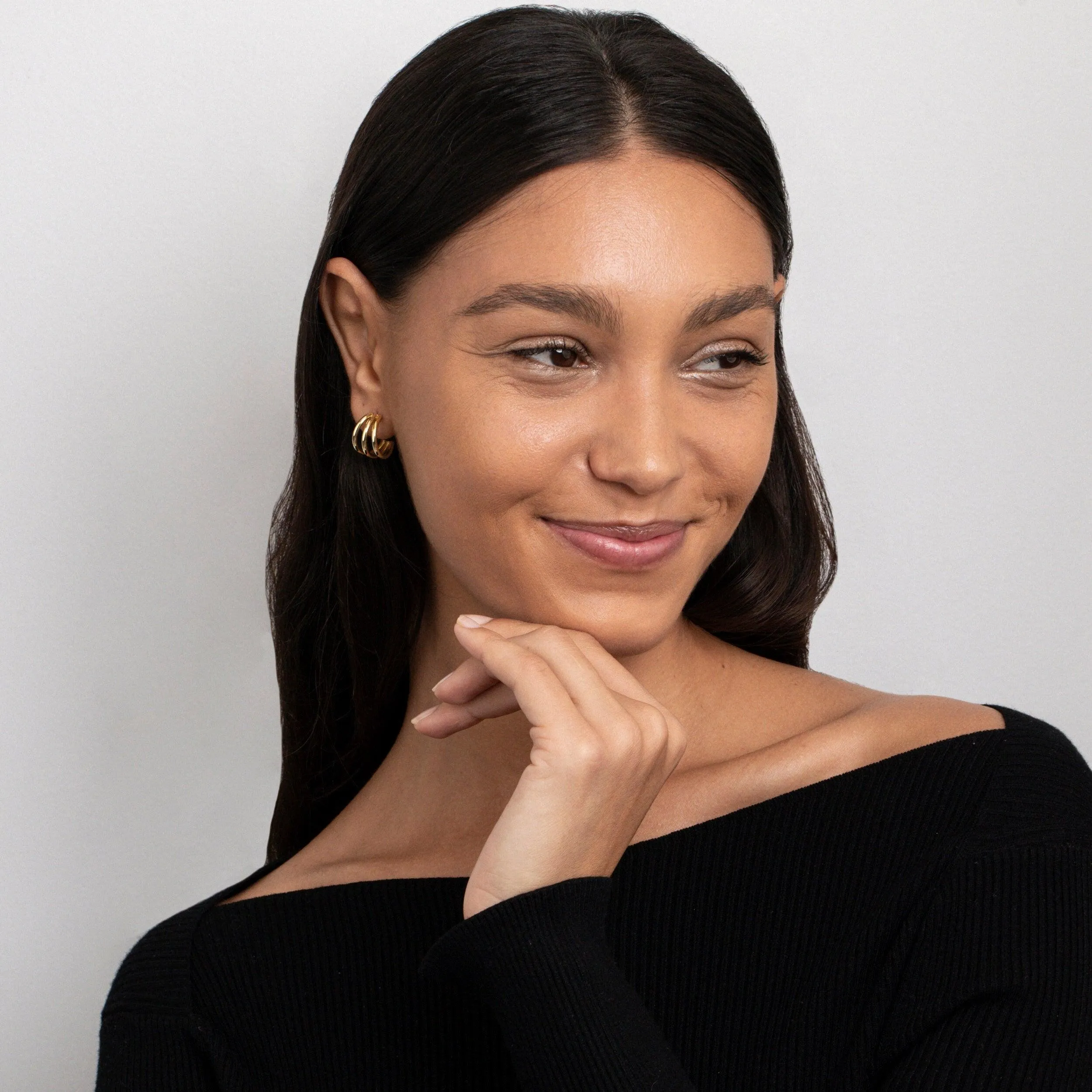 Gold Triple Hoop Earrings