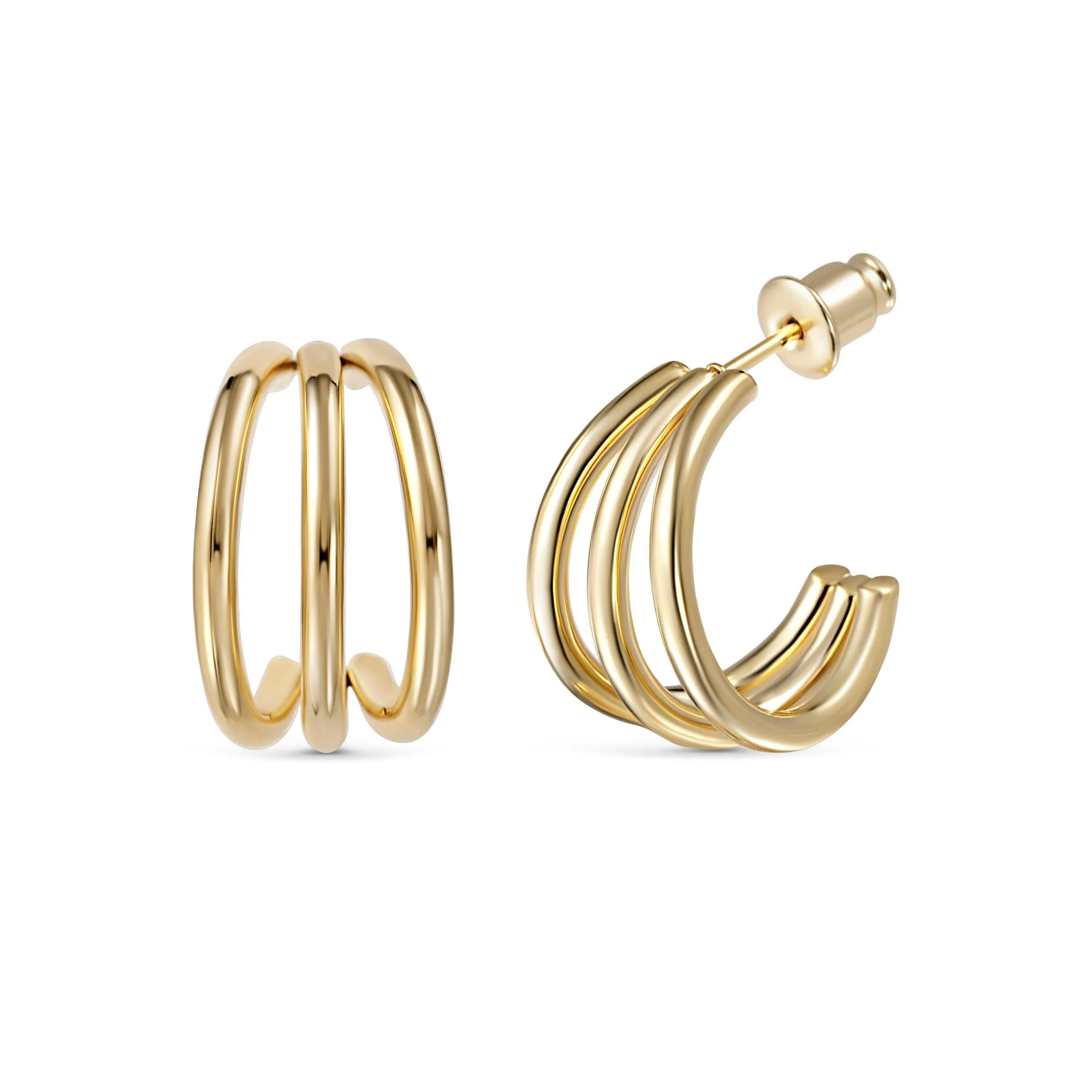 Gold Triple Hoop Earrings