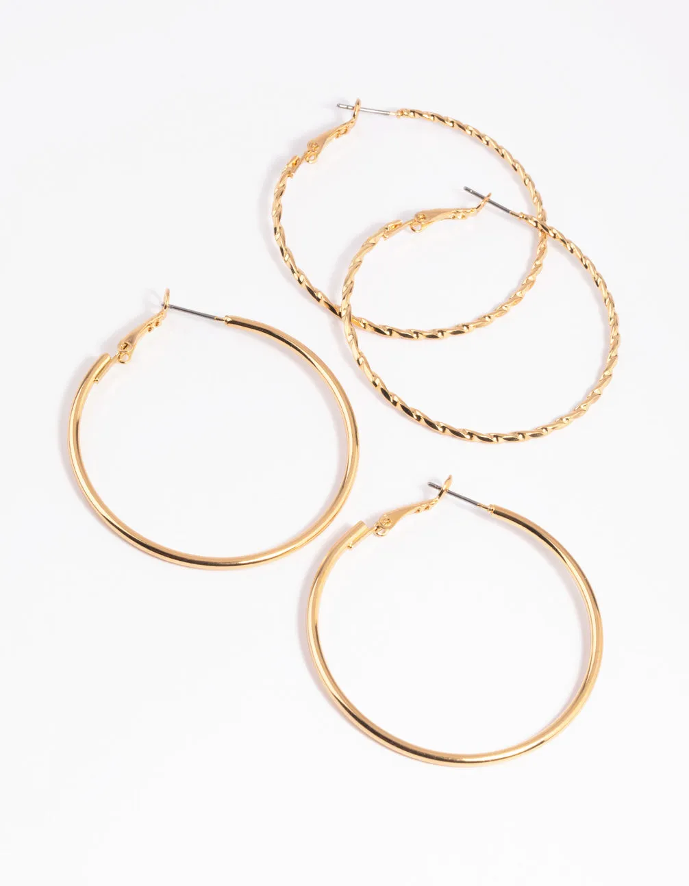 Gold Twisted Hoop Earring Set