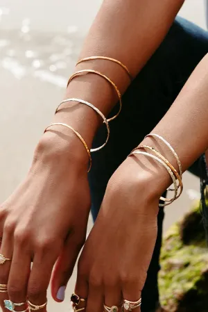 Gold Vermeil Hammered Wave Bangle