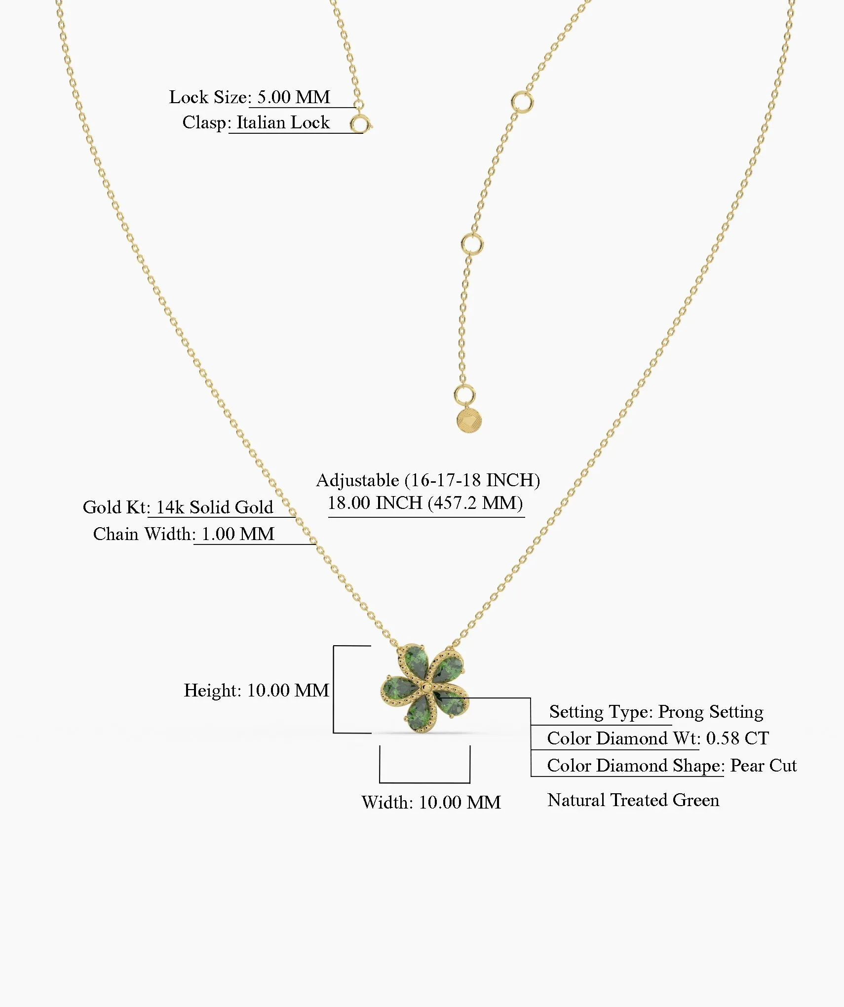 Green Gemstone Flower Pendant