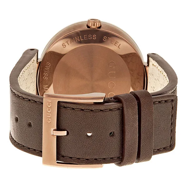 Gucci Interlocking G XL Brown Leather Brown Dial Quartz Watch for Gents- GUCCI YA133207