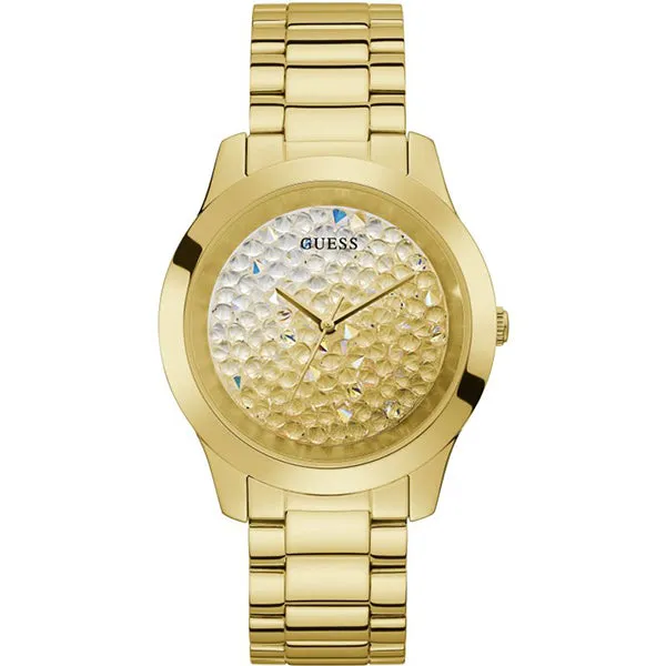 Guess Crush Gold Leather Strap Gold Dial Quartz Watch for Ladies - GW0020L2