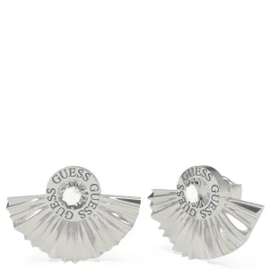 Guess Plisse Pleated Silver Stud Earrings