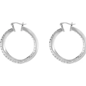 Guess Silver Crystal Hoops Dont Lie Earrings