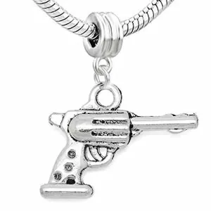 Gun Charm Dangle European Bead Compatible for Most European Snake Chain Bracelet