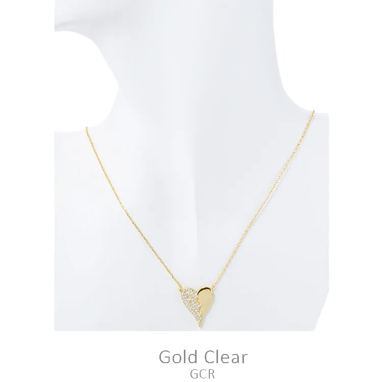 Half Bling /Half Gold heart necklace