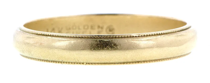 Half Round Wedding Band with Millegrained Edge
