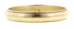 Half Round Wedding Band with Millegrained Edge