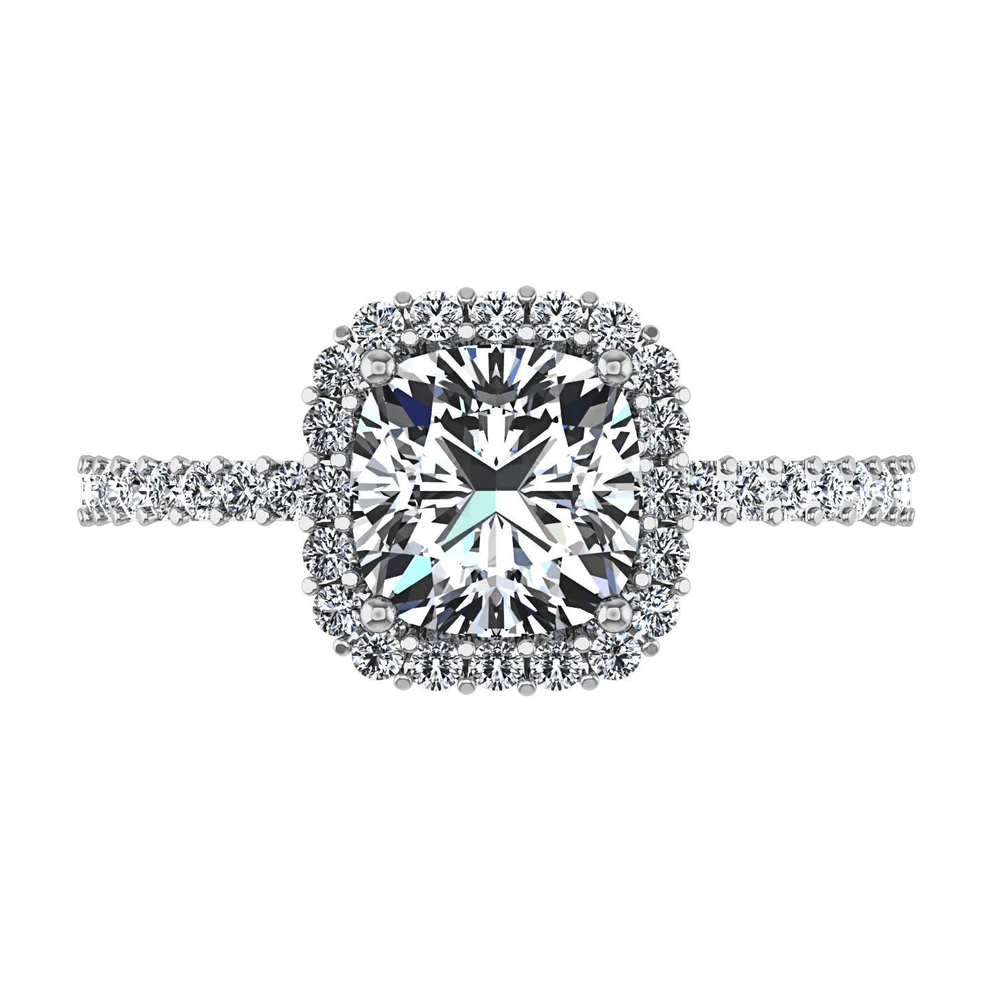Halo Cushion Cut Diamond Engagement Ring Claire 14K White Gold