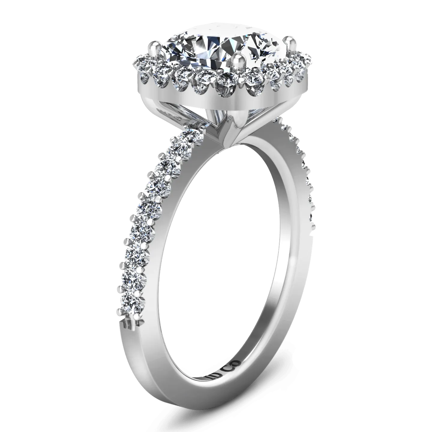 Halo Cushion Cut Diamond Engagement Ring Claire 14K White Gold