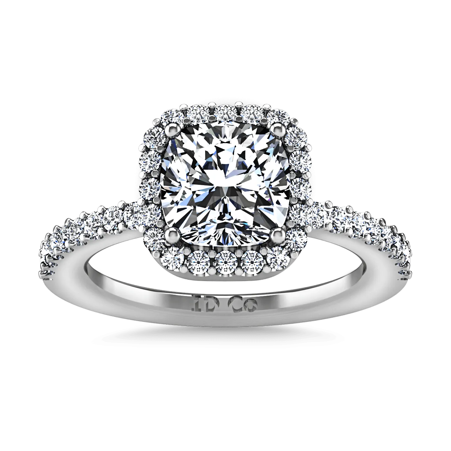 Halo Cushion Cut Diamond Engagement Ring Claire 14K White Gold