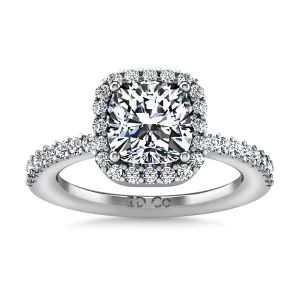 Halo Cushion Cut Diamond Engagement Ring Claire 14K White Gold