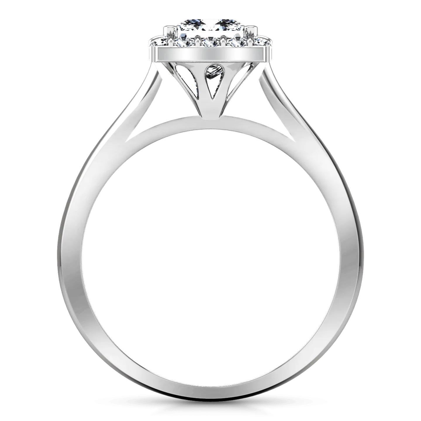 Halo Princess Cut Diamond Engagement Ring Lumiere 14K White Gold