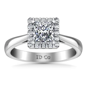 Halo Princess Cut Diamond Engagement Ring Lumiere 14K White Gold