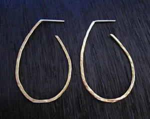 Hammered Textured Gold Bronze Artisan Hoop Earrings (one pair)