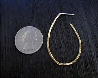 Hammered Textured Gold Bronze Artisan Hoop Earrings (one pair)
