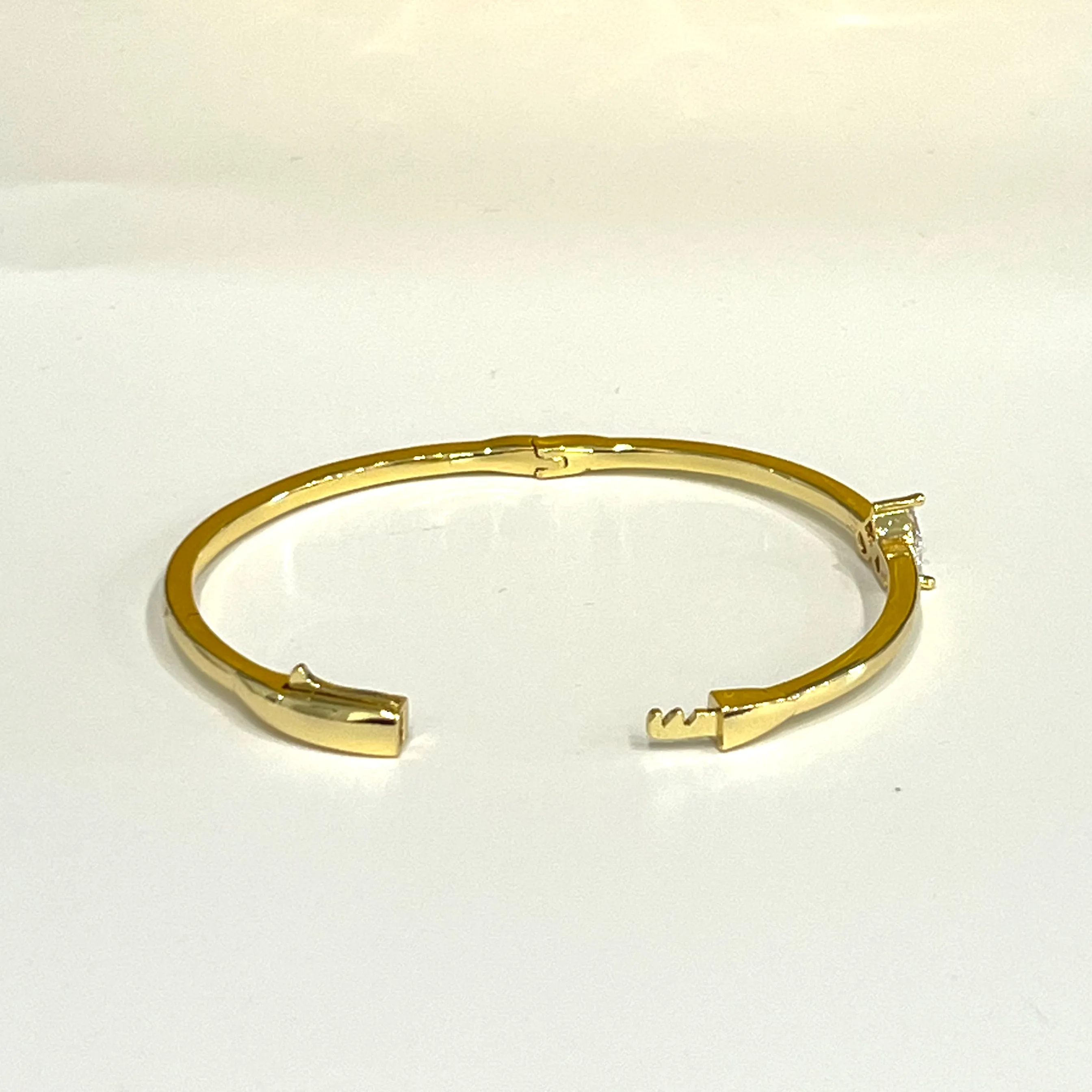 Heart CZ Bangle Bracelet - Silver and Gold