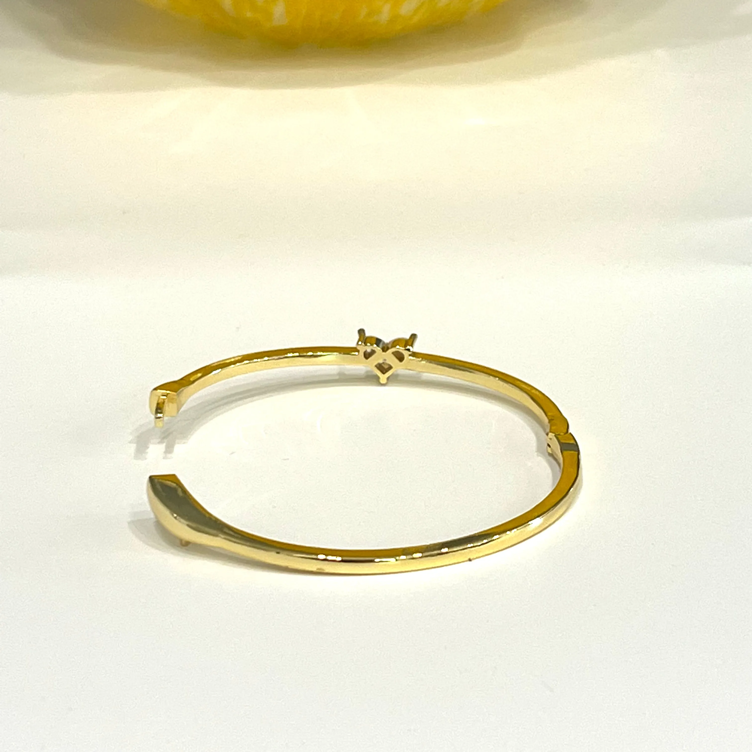 Heart CZ Bangle Bracelet - Silver and Gold