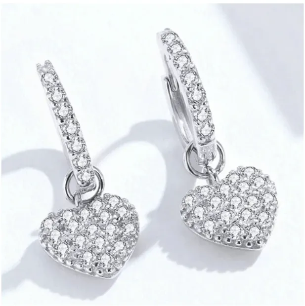 Heart Dangle Wedding  Earrings