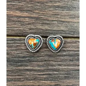 Heart Gemstone Stud Earrings
