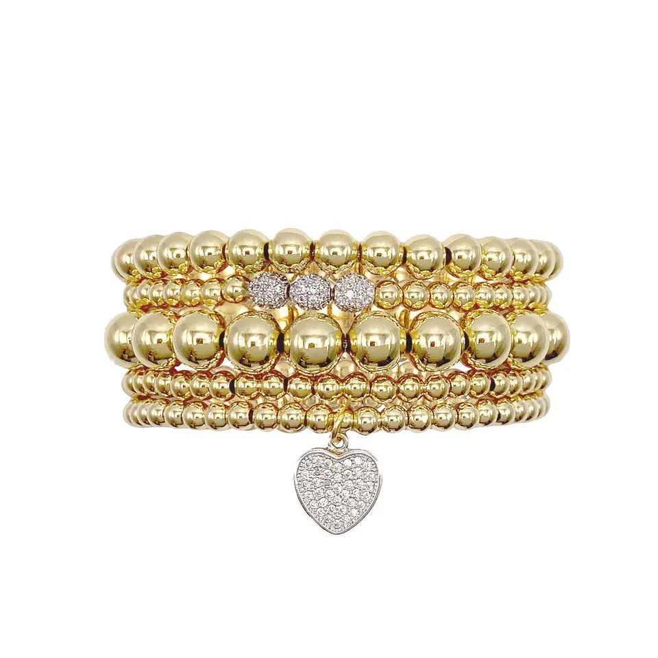 Heart Golden Bracelet Stack