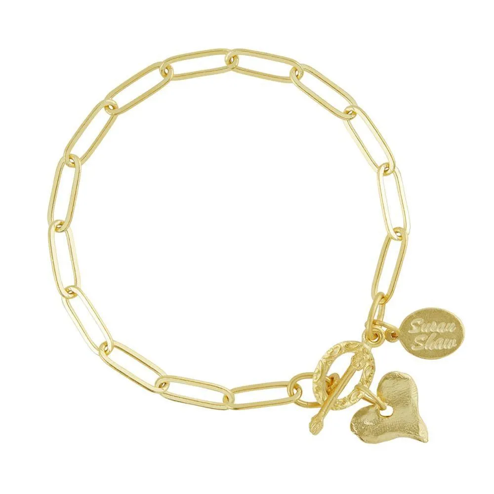 Heart on Paper Clip Chain Bracelet