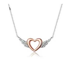 Heart Wing Silver Rose Gold Pendant Necklace