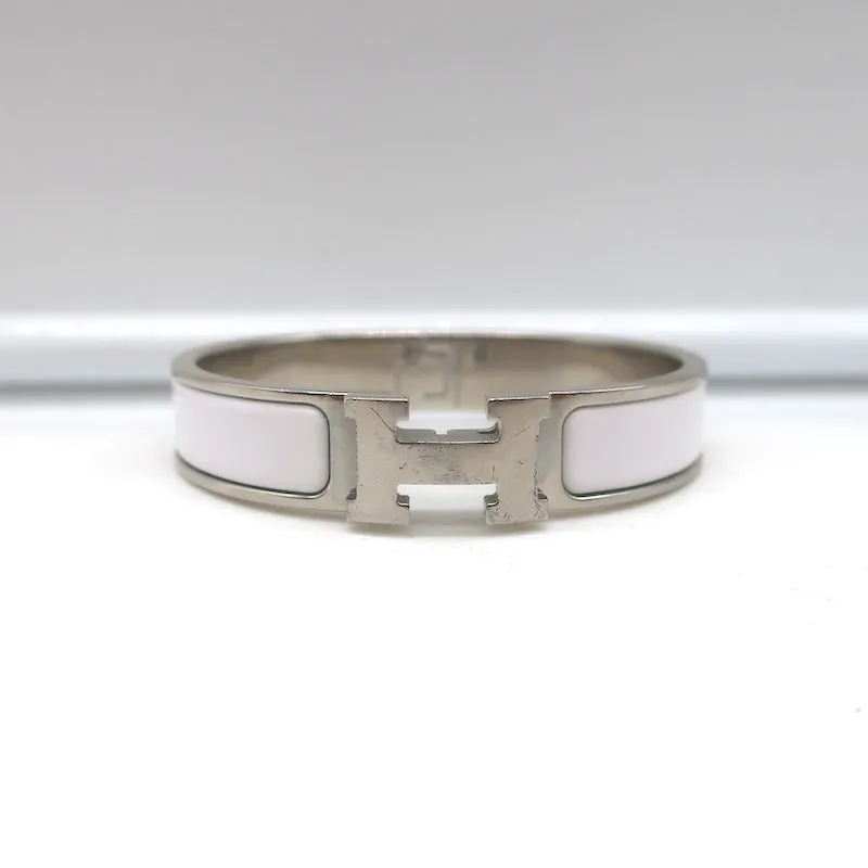Hermes Clic H PM Bracelet White Enamel Palladium Hardware