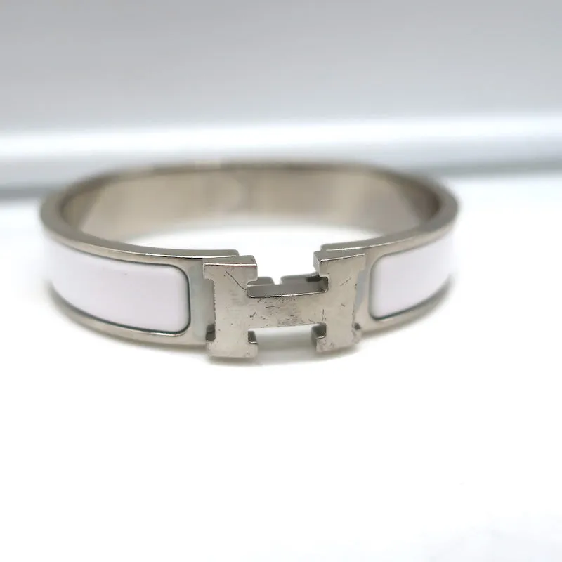Hermes Clic H PM Bracelet White Enamel Palladium Hardware
