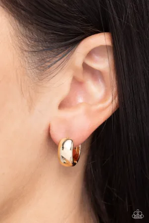 Hinged Halftime - Gold - Paparazzi Tiny Hinge Hoop Earrings