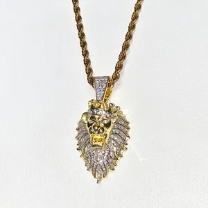Hip Hop Rock Animal Lion Head Gold Silver Plated Chain Necklaces Pendant For Men Fashion Jewelry Spot Wholesale