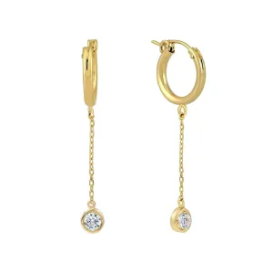 Hoop Bezel Chain Earrings
