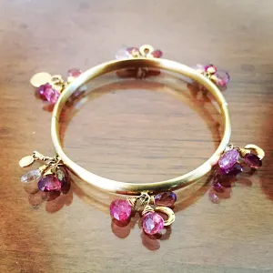 Horseshoe Bracelet,  Pink Tourmaline 14k gold Bangle
