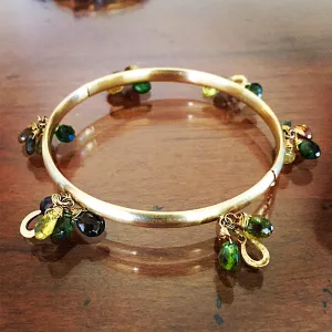 Horseshoe Bracelet, Tourmaline 14k gold Bangle