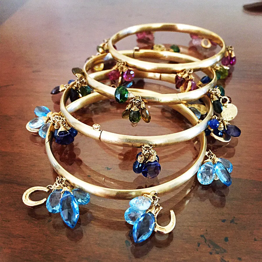 Horseshoe Bracelet, Tourmaline 14k gold Bangle