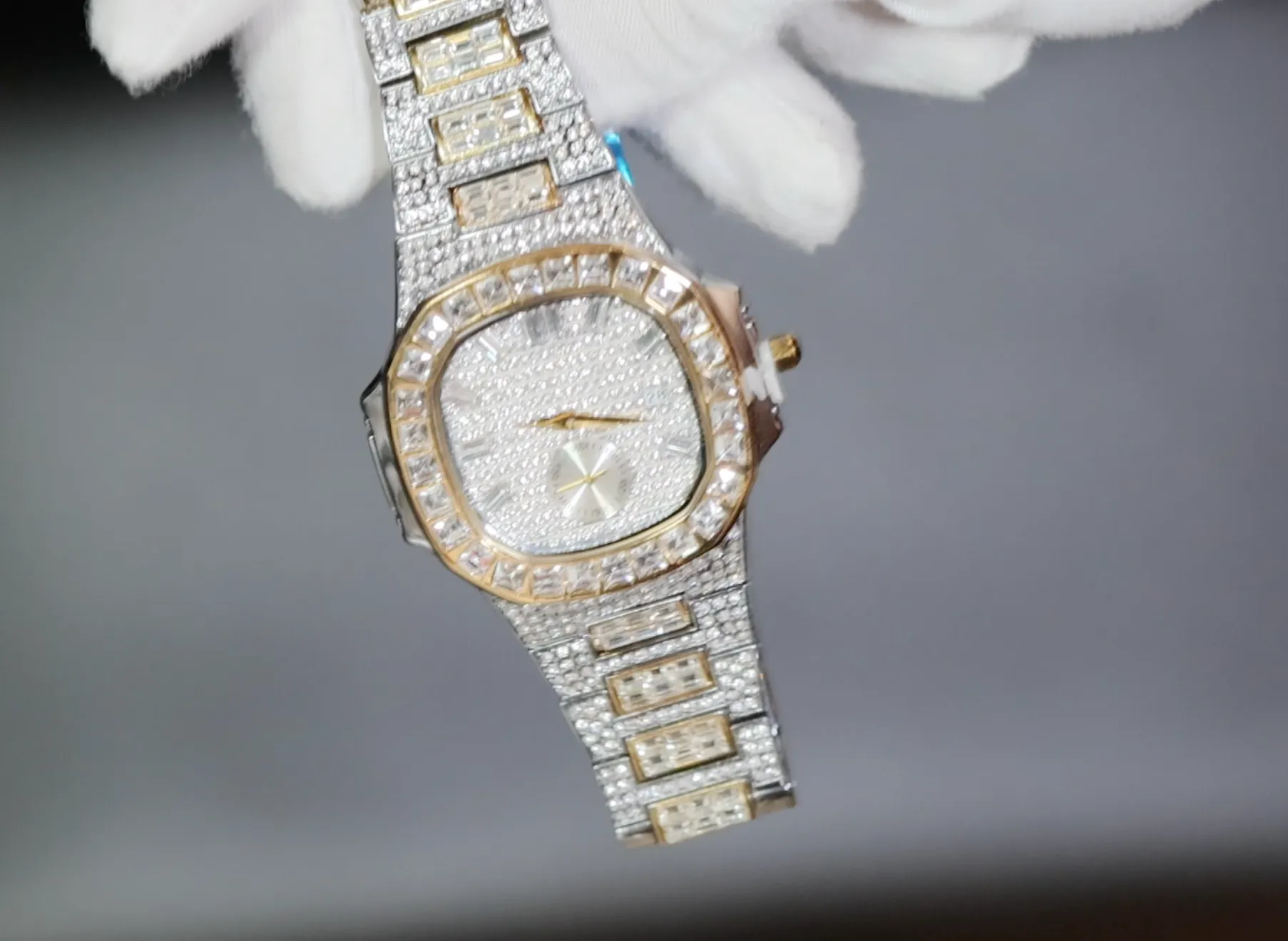 Iced Out Watch | Mens Iced Out Watch | Hip Hop Baguette Diamond Watch