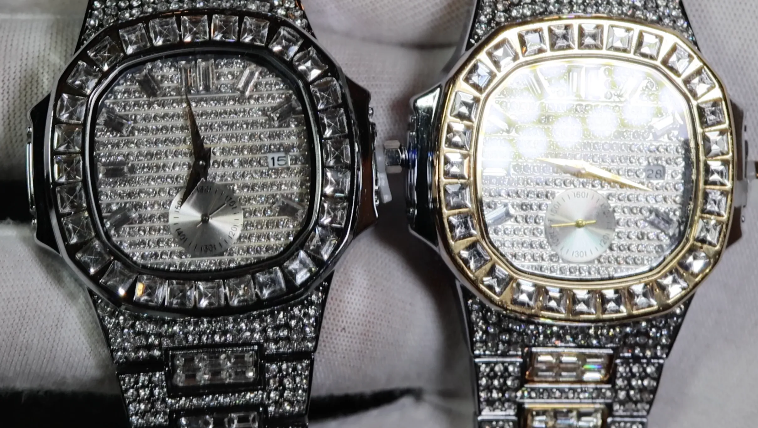 Iced Out Watch | Mens Iced Out Watch | Hip Hop Baguette Diamond Watch