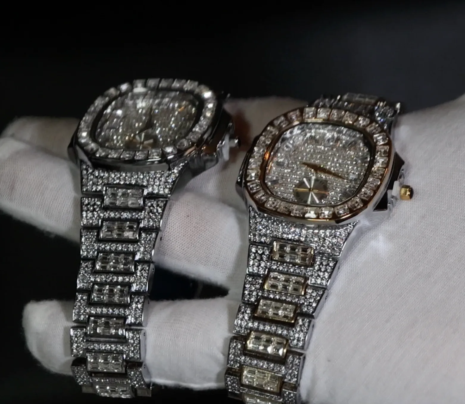 Iced Out Watch | Mens Iced Out Watch | Hip Hop Baguette Diamond Watch