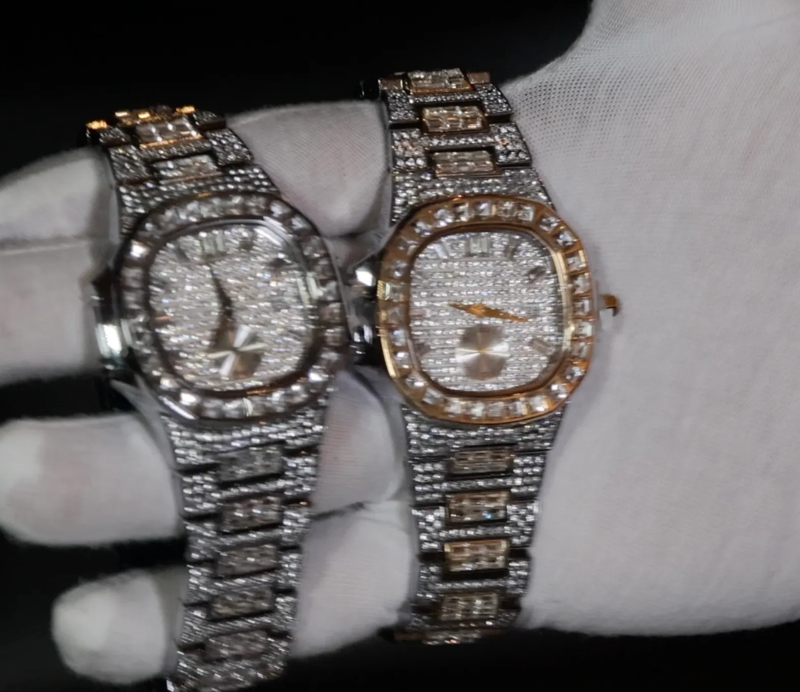 Iced Out Watch | Mens Iced Out Watch | Hip Hop Baguette Diamond Watch