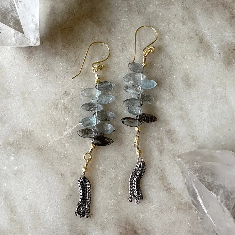 Inez Aquamarine Tassel Earrings