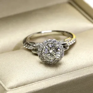 Inlaid Moissanite Diamond Ring Women Wedding Jewelry