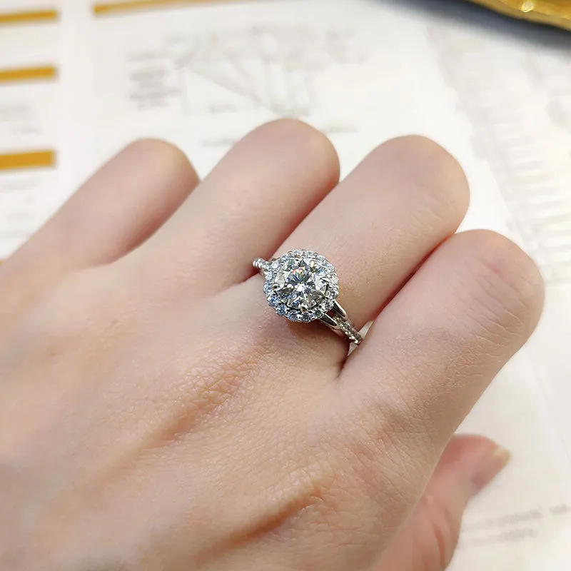 Inlaid Moissanite Diamond Ring Women Wedding Jewelry
