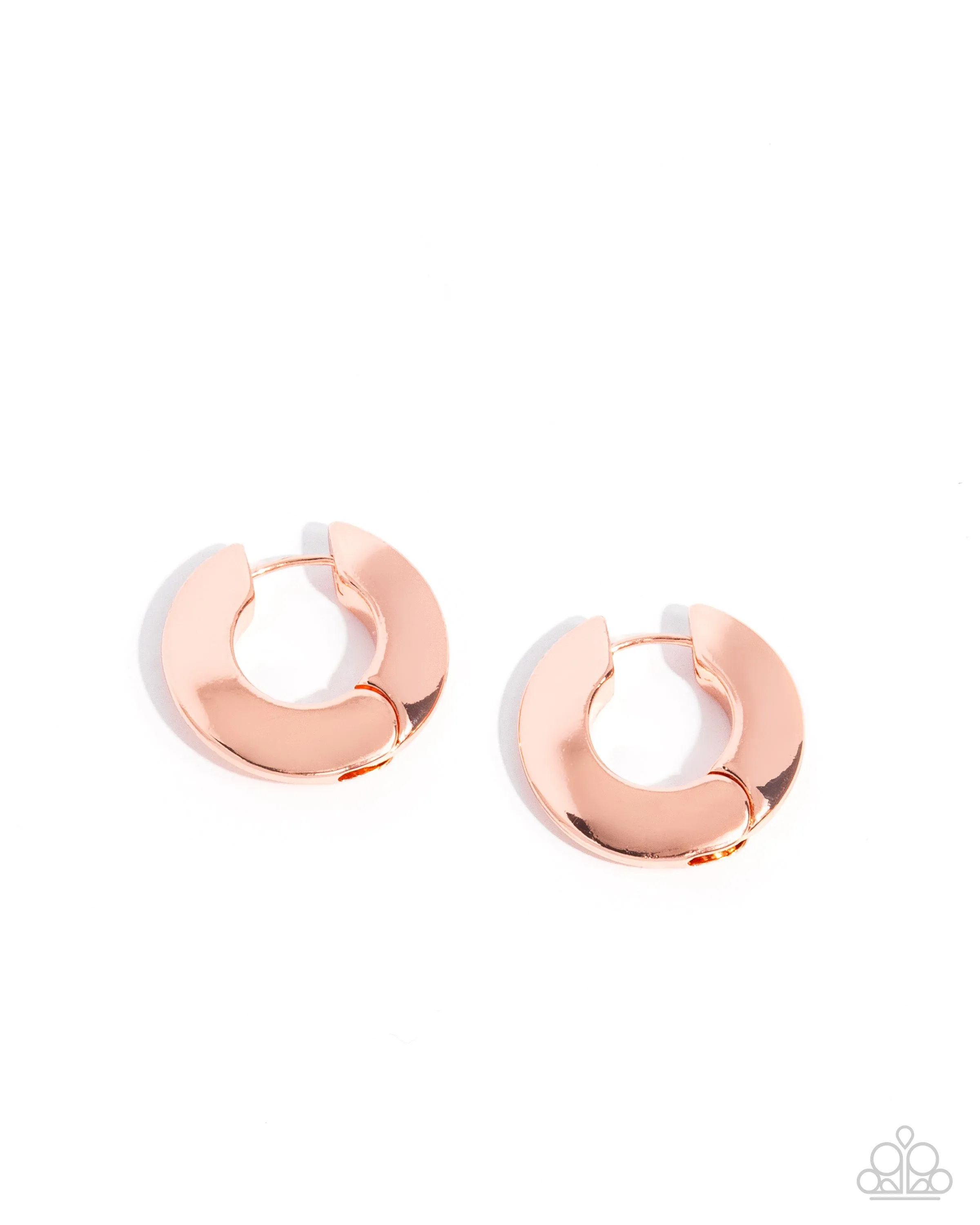 Intelligence Operation - Copper - High Sheen Flat Paparazzi Hinge Hoop Earrings