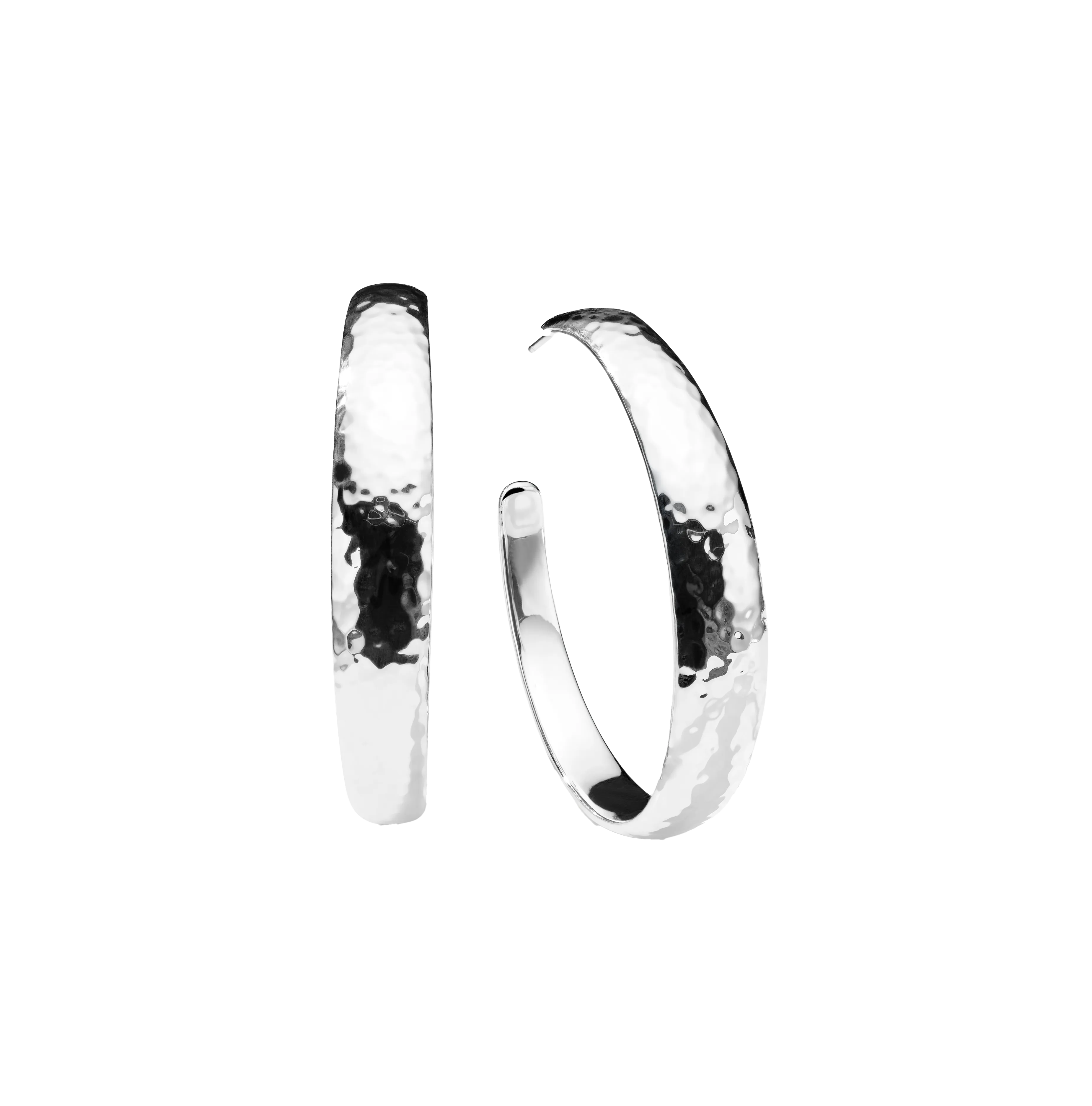 IPPOLITA Classico Sterling Silver #5 Hammered Tapered Hoop Earrings
