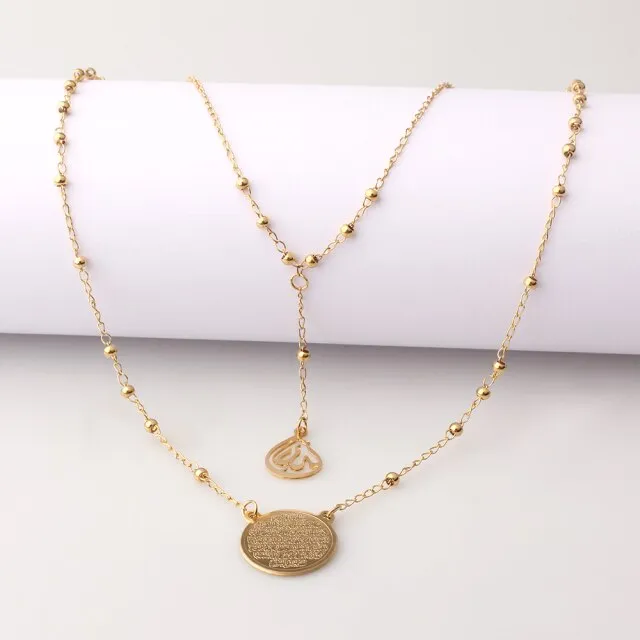 Islam Muslim Arabic Printed Medal Pendant Necklace