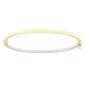 Italian 14k Yellow & White Gold Snakeskin & Shine Hollow Oval Bangle Bracelet