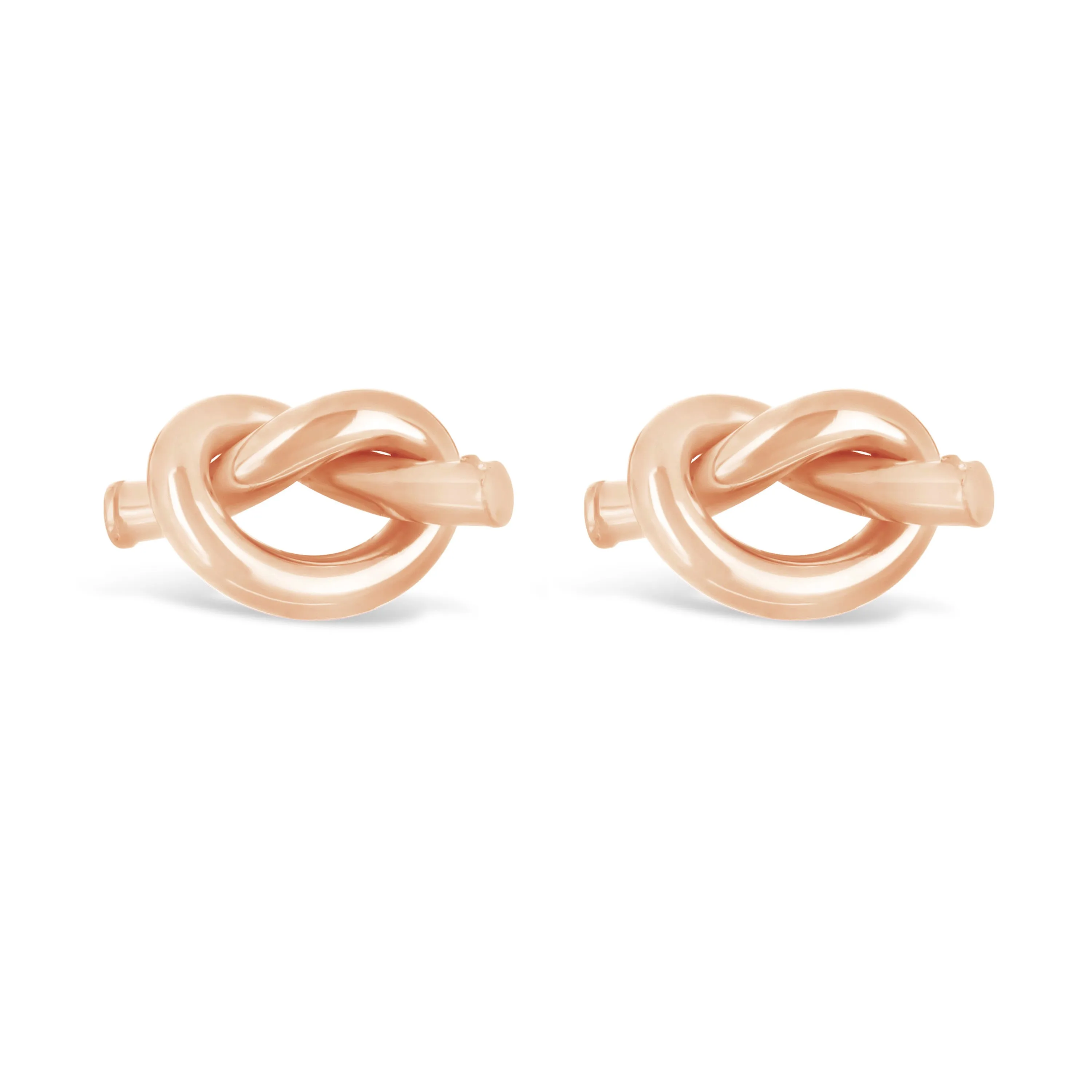 Italian 14k Yellow White or Rose Gold Pretzel Love Knot Tubular Stud Earrings