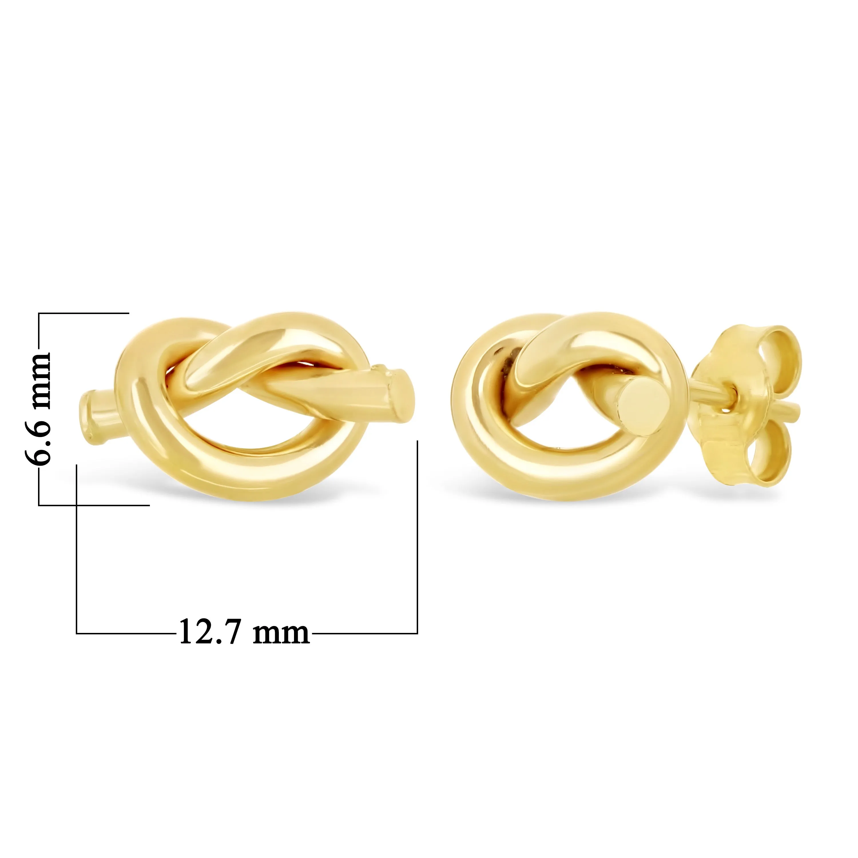 Italian 14k Yellow White or Rose Gold Pretzel Love Knot Tubular Stud Earrings