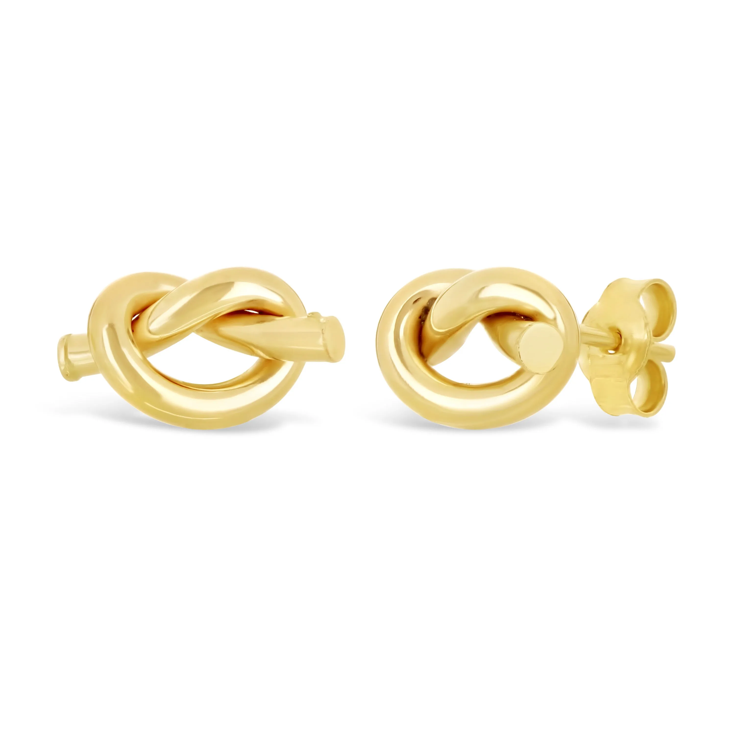 Italian 14k Yellow White or Rose Gold Pretzel Love Knot Tubular Stud Earrings